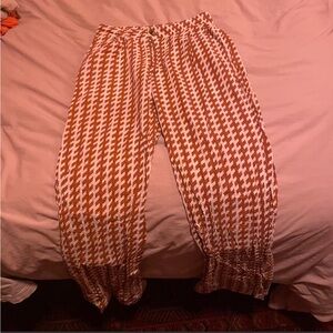 Stylish Brown and White Houndstooth Women's Pants